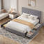 Lit double avec tiroirs de rangement Lit plateforme tapissier réglable-88284569-88284570