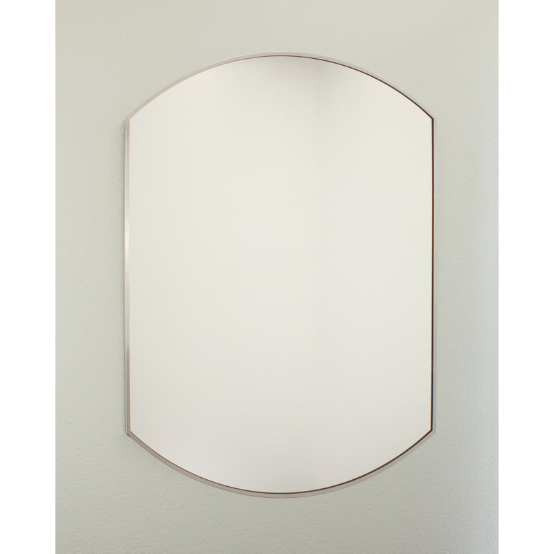 Harper Crescent 30" x 36" Wall Mirror, Mount on Wall Horizontal/Vertical Portrait/Landscape, ideal as Hall, Entryway, Foyer, or Bathroom Mirror, Brushed Nickel
