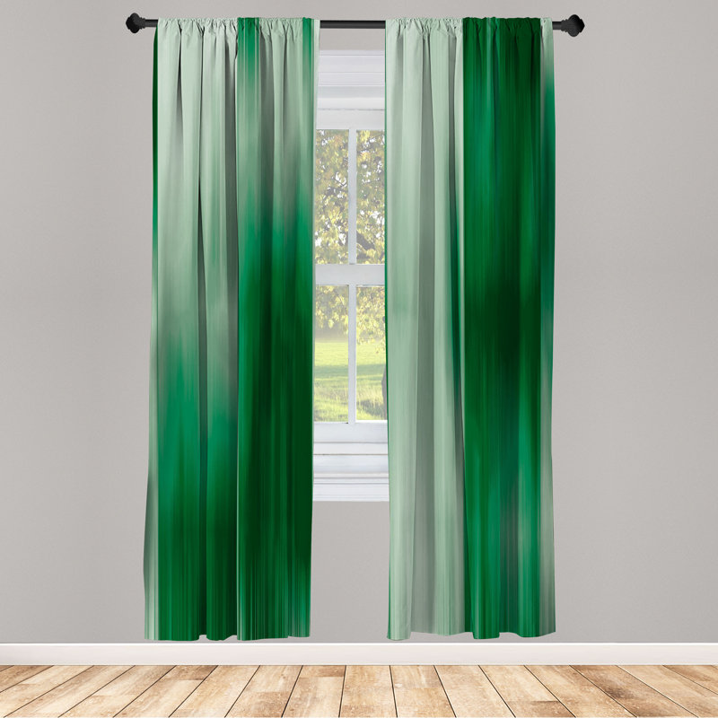 Microfiber Floral Semi-Sheer Rod Pocket Curtain Panels, 28" W x 84" L, Turquoise/Green
