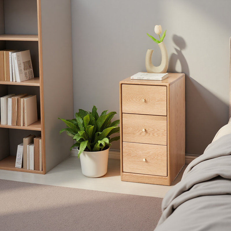 Armoire de rangement en chêne massif pour table de chevet