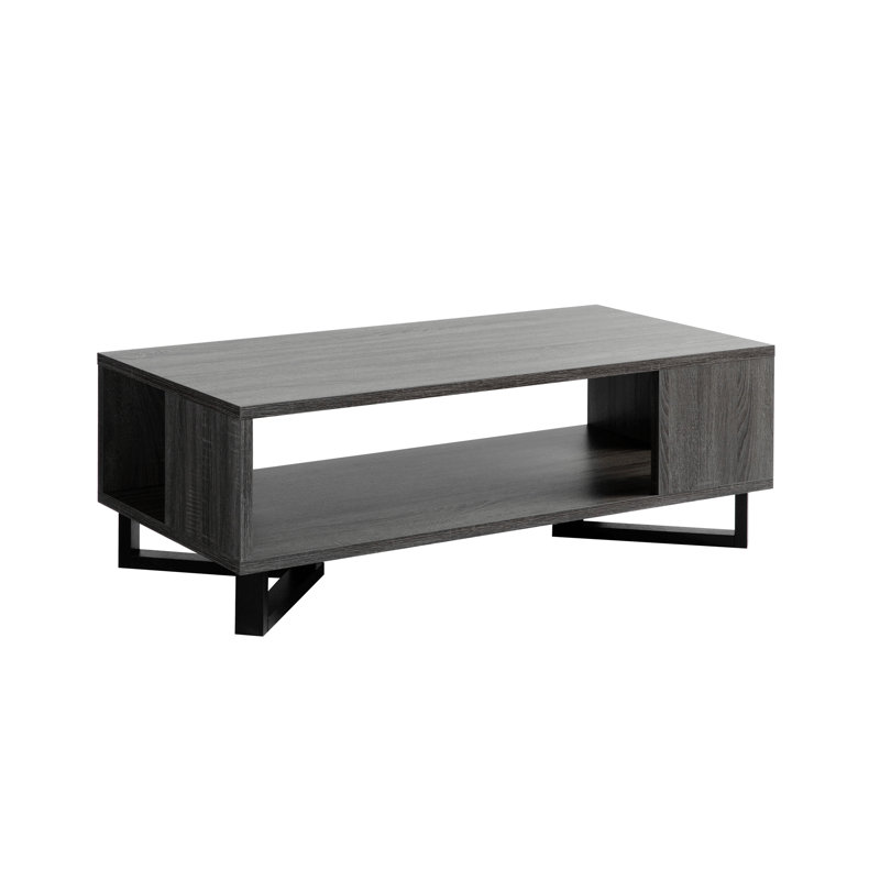Table basse noire et grise vieillie