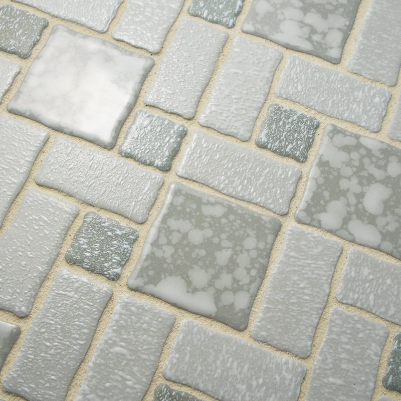 Academy Random Sized Straight Edge Porcelain Versailles Mosaic Wall & Floor Tile, Gray/White
