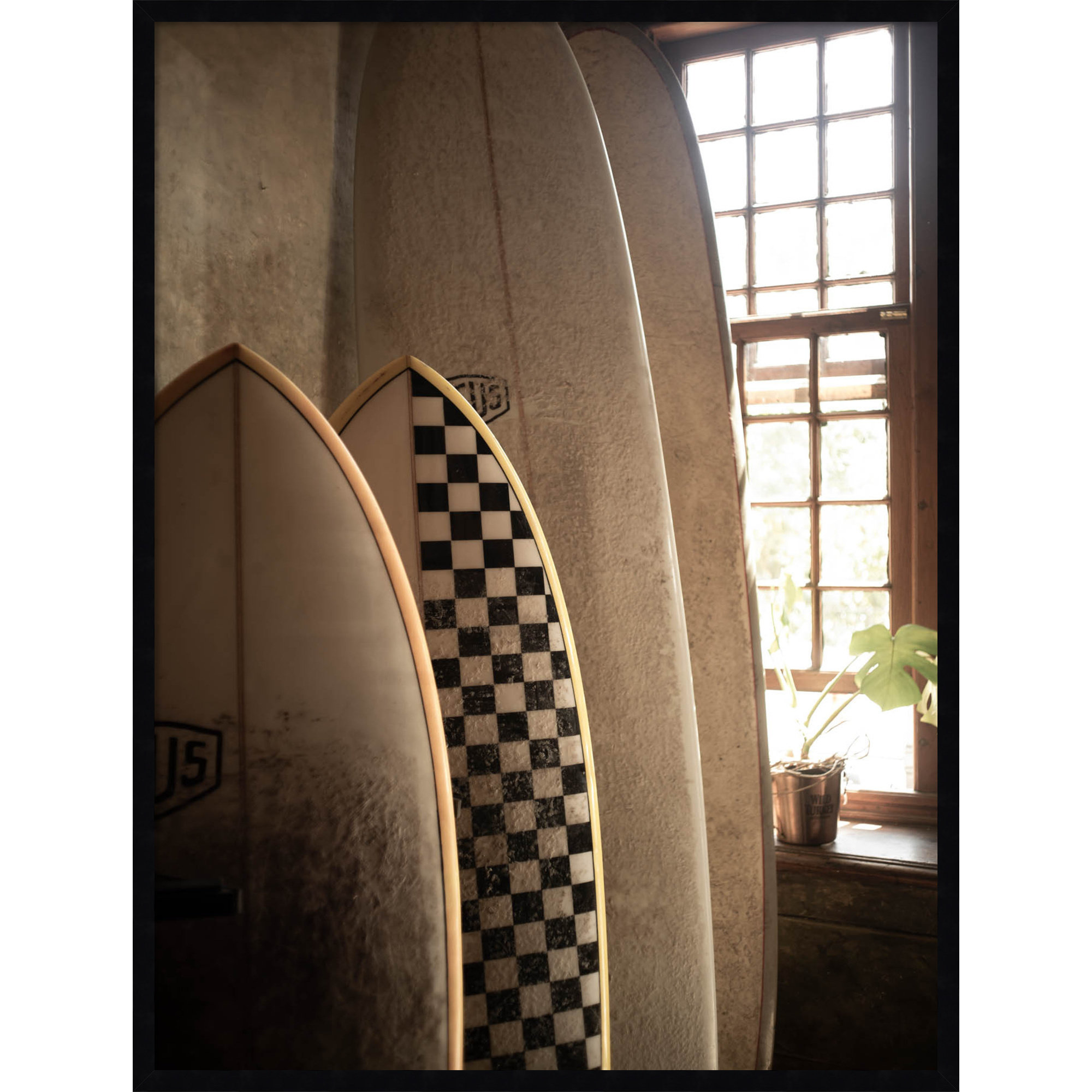 Deus Surfboards by Shot by Clint Wood Framed Wall Art Print, 41" H x 31" W, Black