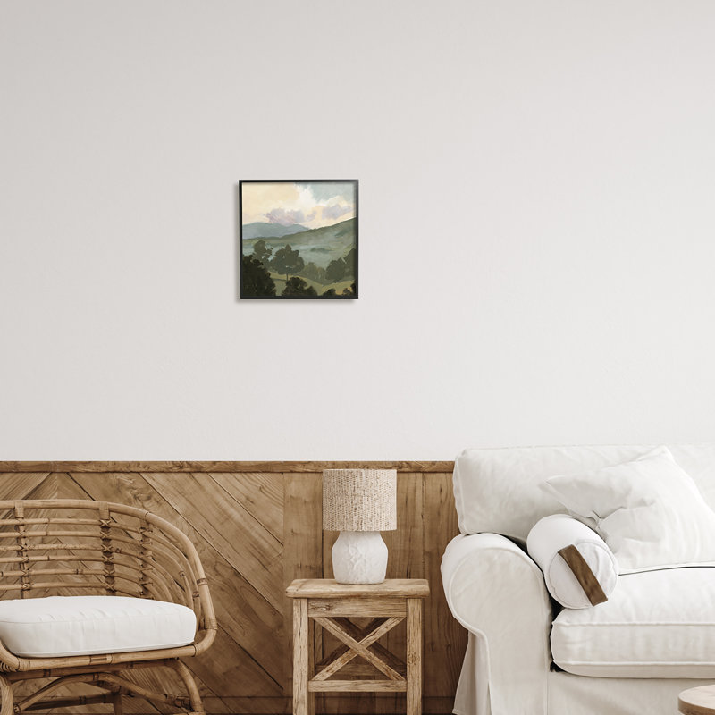 «Country Landscape Sky on Canvas» par Victoria Barnes, peinture, H 12 po x l 12 po x P 1,5 po, Giclée encadrée noir minuit
