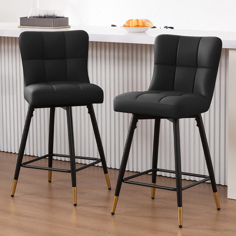 Tabouret de bar pivotant 26 po, Noir, 2