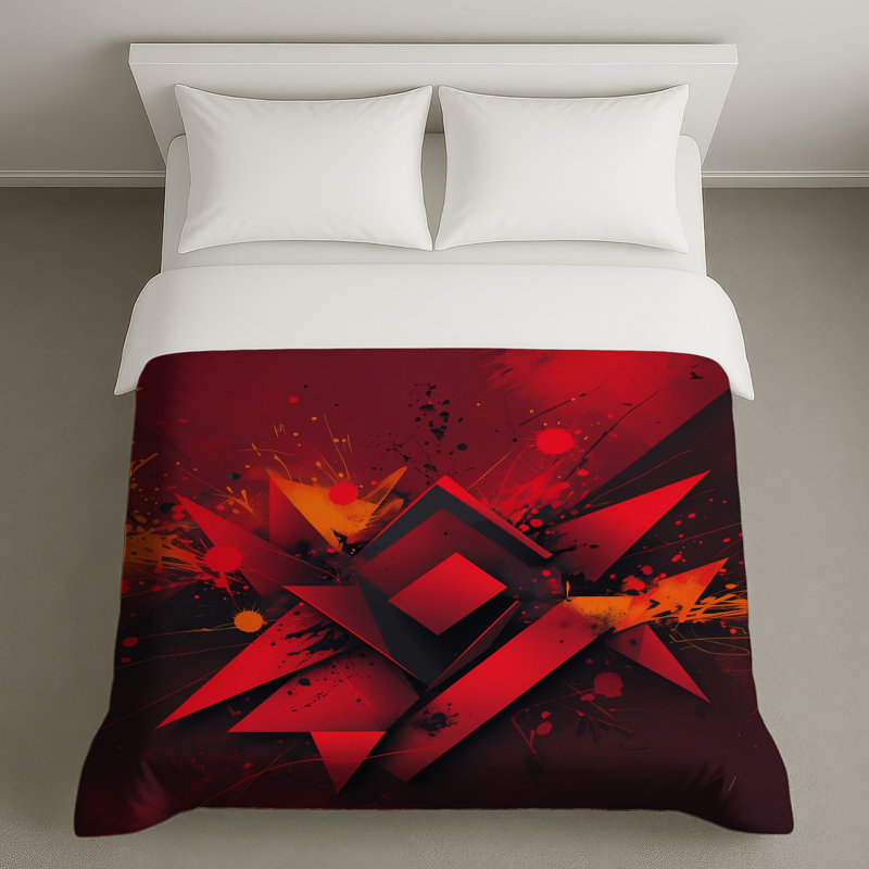 Housses de couette géométriques rouges abstraites, King