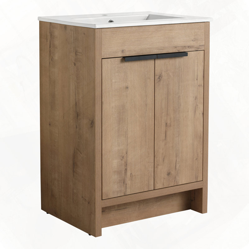 Meuble-lavabo autoportant avec deux portes d'armoire à fermeture douce