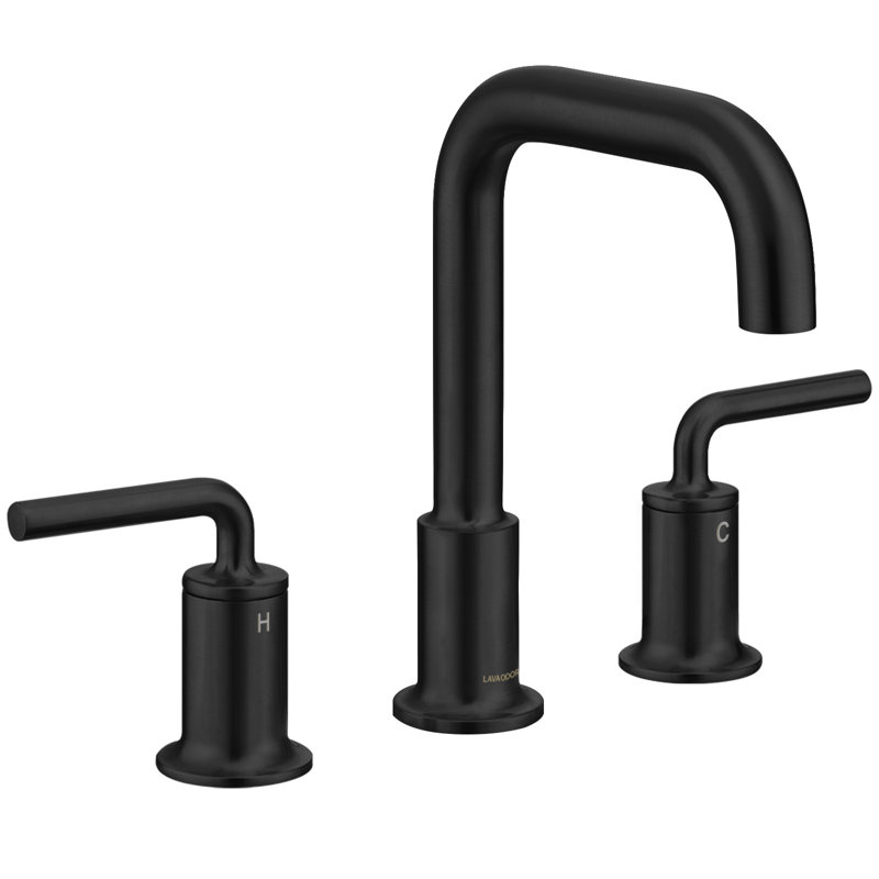 Widespread 2-handle Bathroom Faucet with Drain Assembly, Matte Black