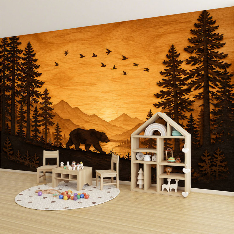 Papier peint adhésif auto-adhésif pelez et collez, élan, orignal, forêt, paysage, chasse, thème