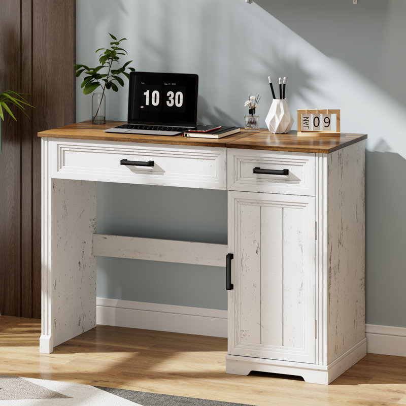Bureau de coiffeuse avec miroir, tiroirs de rangement et tablettes réglables - Table de maquillage pour chambre à coucher