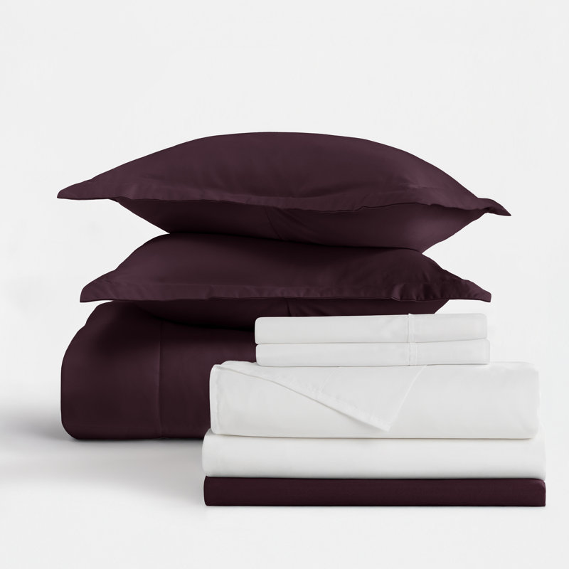 Ensemble de literie en microfibre Becky Cameron, Édredon grand et 7 pièces supplémentaires, Mauve