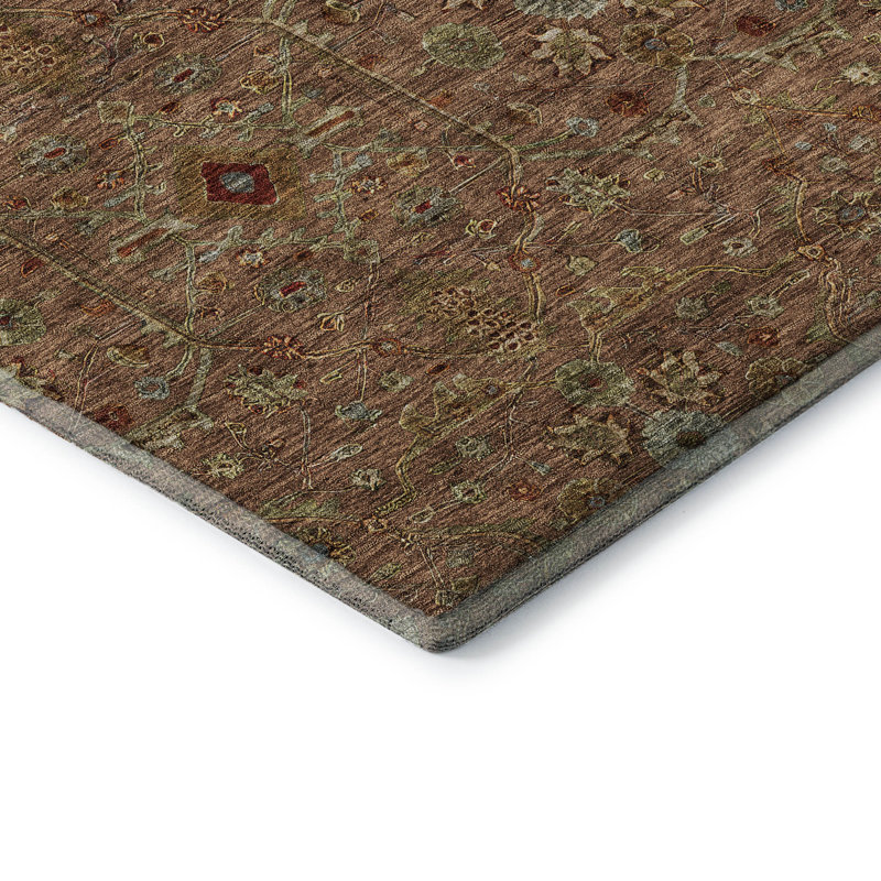 Premium Machine Washable Ducote AMF1130 Global Rug, Rectangle 1'8" x 2'6"