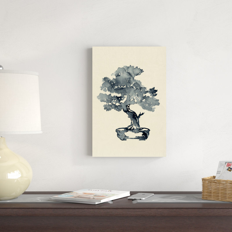 «Indigo Bonsai III» par Jacob Green - peinture sur toile tendue, H 18 po x l 12 po