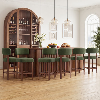 Celeena Upholstered Bar Stool with Solid Wood Frame