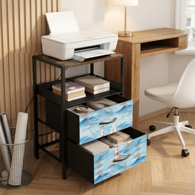 Table de chevet 2 tiroirs avec station de charge, table de chevet de chambre à coucher avec ports USB et prises USB