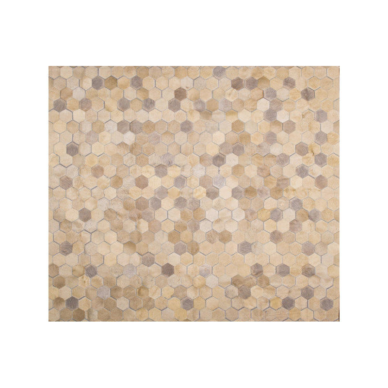Angulo Cowhide Geometric Area Rug in Cream, Rectangle 9' x 12'