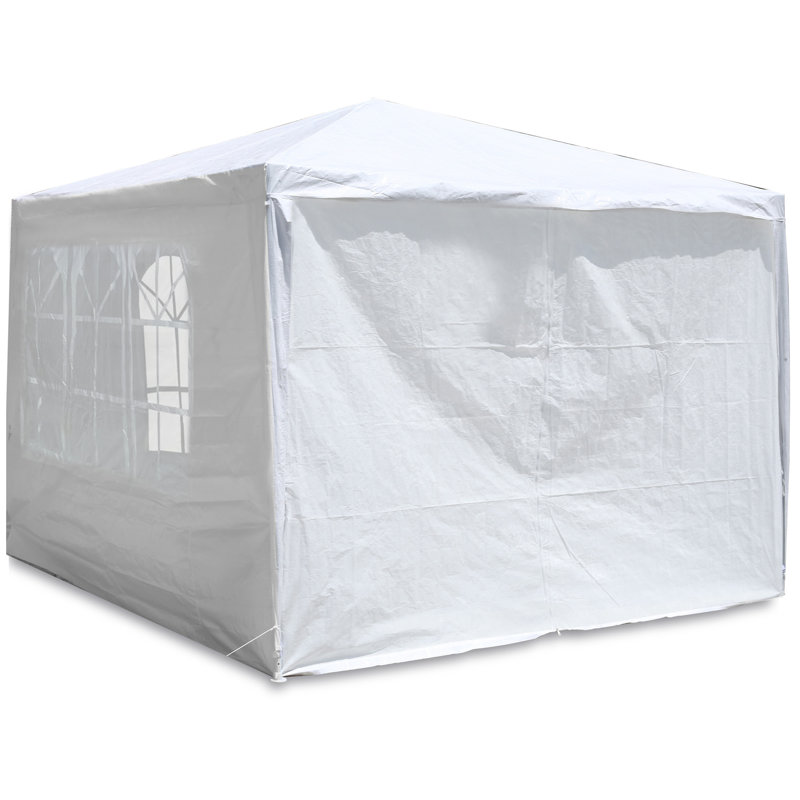 Auvent de mariage 10 pi x 10 pi pour tente de mariage d'extérieur robuste + 4 murs amovibles, bleu, Blanc