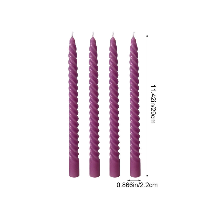 Bougie à long fil décorative pour Halloween, mariage, banquet, fête, ensemble de quatre, Mauve
