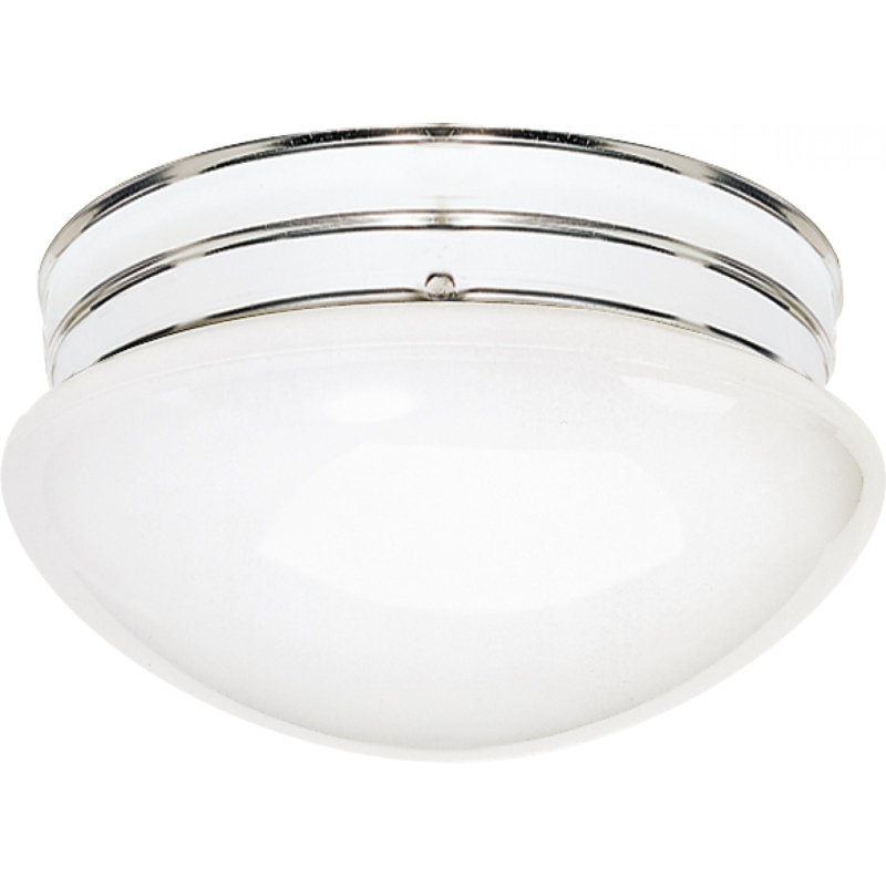Daughtrey Glass Flush Mount, White, Polished Chrome