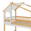 Lit superposé simple au-dessus d'un lit simple en bois avec toit, fenêtre et échelle