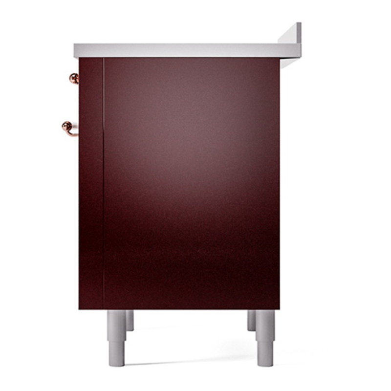 Cuisinière à induction 36 pouces avec 6 éléments à induction ILVE Nostalgie II Series (porte en verre), Bourgogne / cuivre