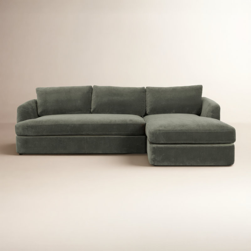 Alameda 109" W Velvet L-Shaped Sectional, Right Hand Facing, Juniper Velvet