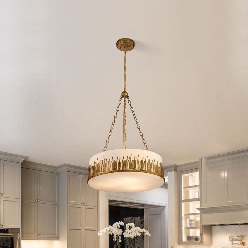 Sawgrass 3 - Light Unique Drum Chandelier, Gold Leaf