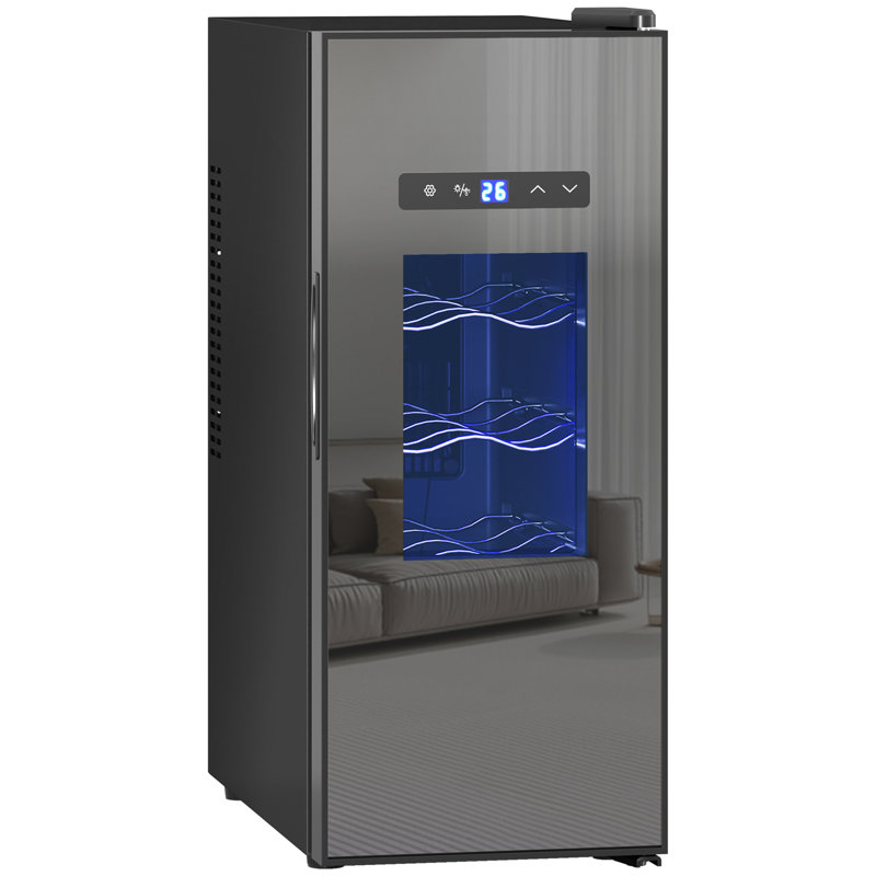 Wine Cooler, 12 Bottles Beverage and Wine Fridge with Glass Door