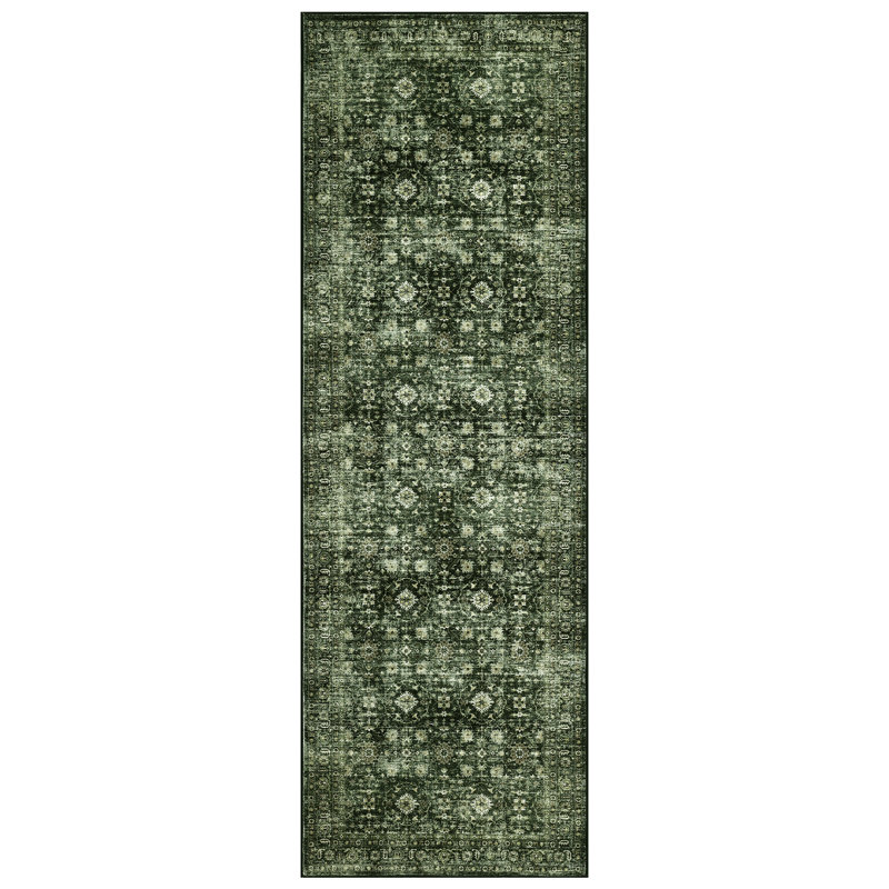 Washable Floral Rug Non-Slip Modern Farmhouse Living Room Carpet, Non-Shedding Low Pile Floor Mats, Foldable Print Accent Indoor Rug for Bedroom, Playroom, Nursery