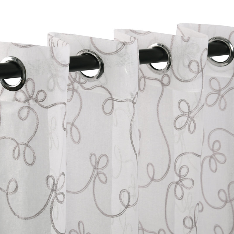 Titine Sheer Curtain Pair, 52" W x 108" L, Gray