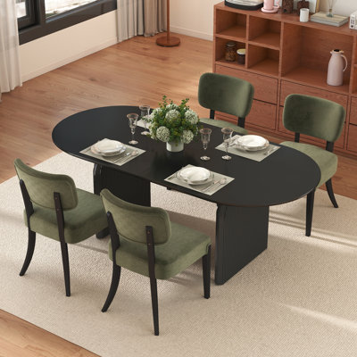 Ensemble de table de salle à manger 70 po et chaises 4/6 sans accoudoirs, panneau de fibres à densité moyenne durable et bois pour la salle à manger, la cuisine ou le salon