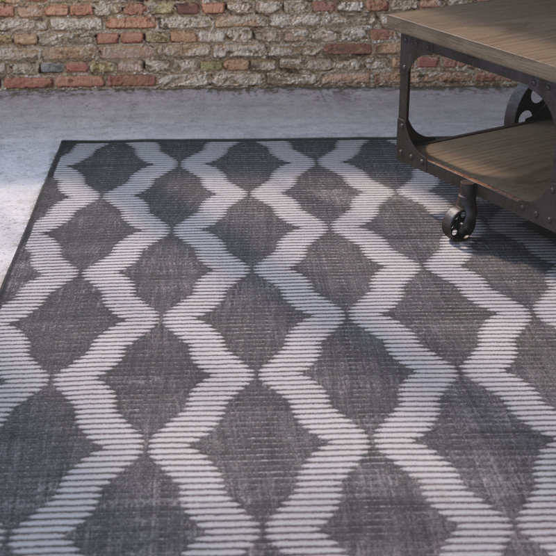 Alexander Charcoal and Gray Geometric Wool Area Rug
