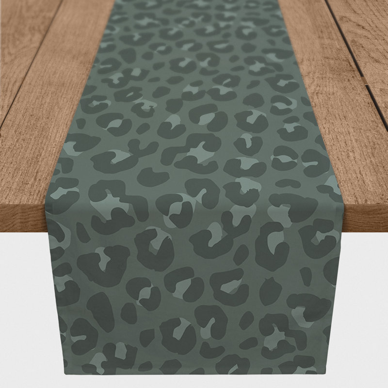 Dunihue Animal Print Cotton Blend Table Runner, Gray, 90" L x 16" W