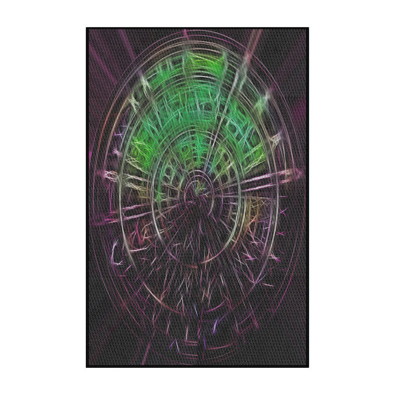 Laine tissée à la machine à motifs géométriques et polyester mauve/vert Tapis décoratif, Rectangle 4 pi x 6 pi