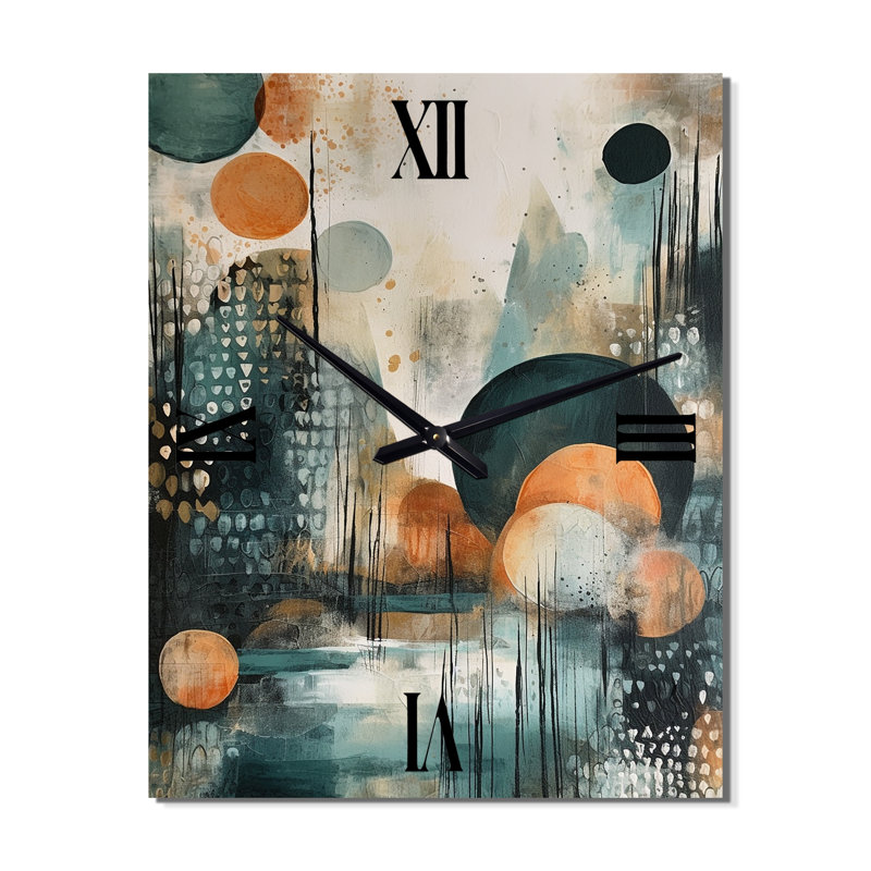 Horloge murale verte et brune Libération artistique III - Boho, Moyen