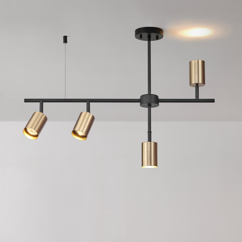 Jeremaiah 4 -Light Fixed Track Track Kit with Dimmable and Adjustable Head, 29.9" H x 5.88" L x 5.88" D, Gold