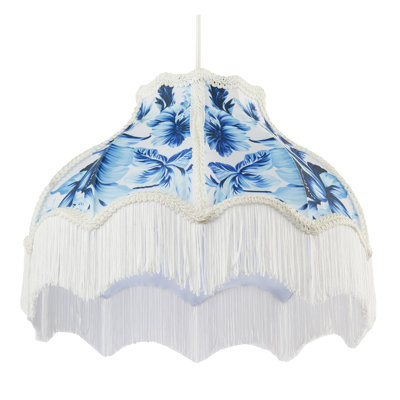 21 cm H Drum Cotton Lamp Shade ( Screw On ) in Blue