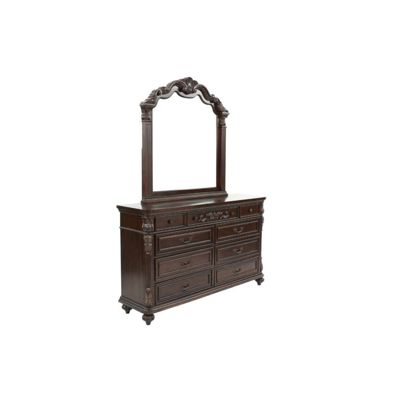 Commode double 9 tiroirs l 64 po avec miroir
