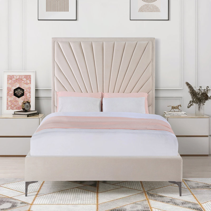 Orpheus Beige Upholstered Tufted Bed, King