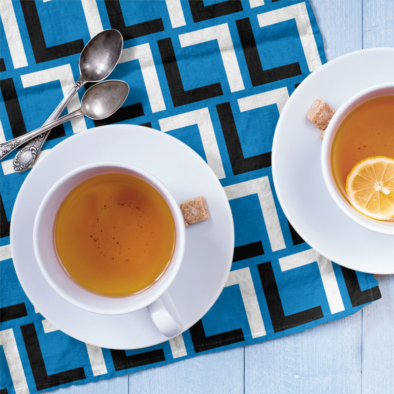 Tea Towel Kitchen Towel, Honolulu Blue/Black/White, Cotton Blend