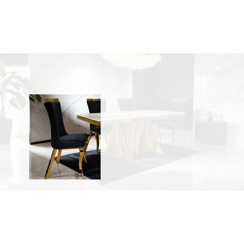 Chaise d'appoint Montie (ensemble de 2), Noir et or