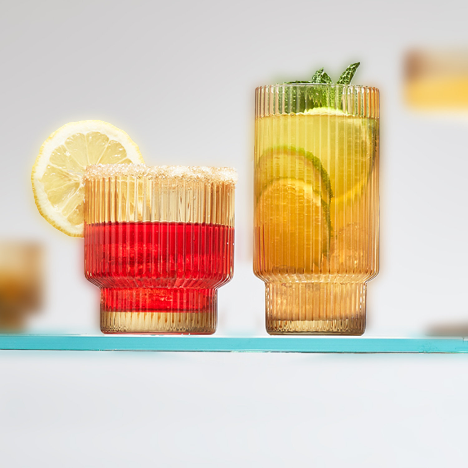 Hadley Ribbed Crystal Whiskey Glass, Amber