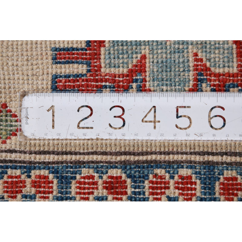 All-Over Geometric Wool Kazak Vegetable Dye Area Rug 8x10