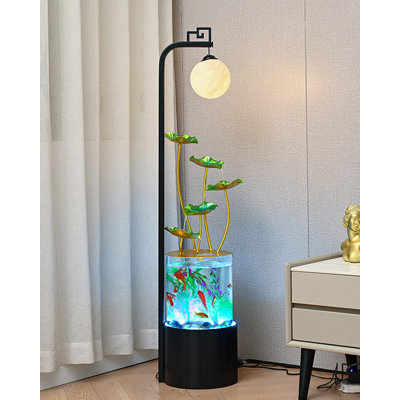 Lotus & Moon Recirculating Water Fountain Fish Bowl