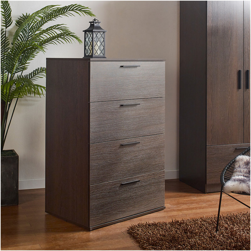 Commode noire à quatre tiroirs Oliver, Noir