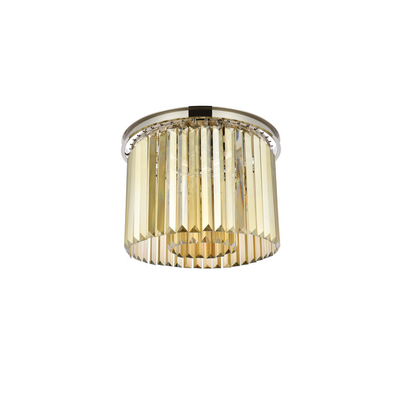Yazmin Flush Mount, Polished Nickel, Smoky
