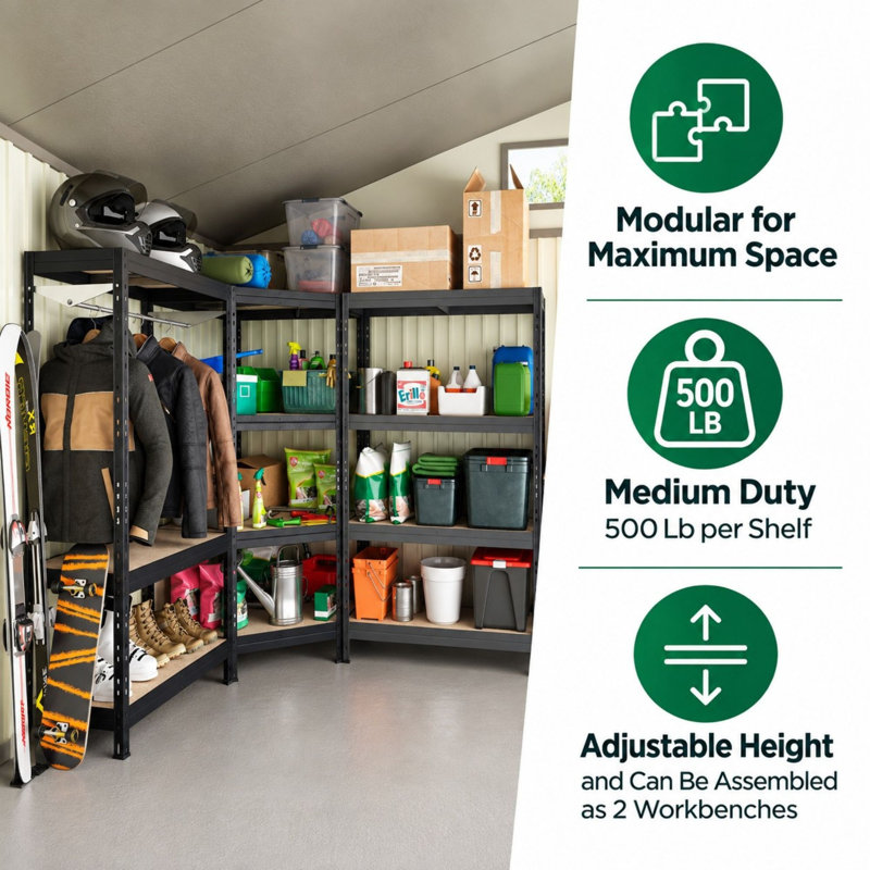 AR Shelving CUSTOMIZABLE Adapt+ Shelving Collection for Garage, Office and Home, 71" H x 35" W x 35" D