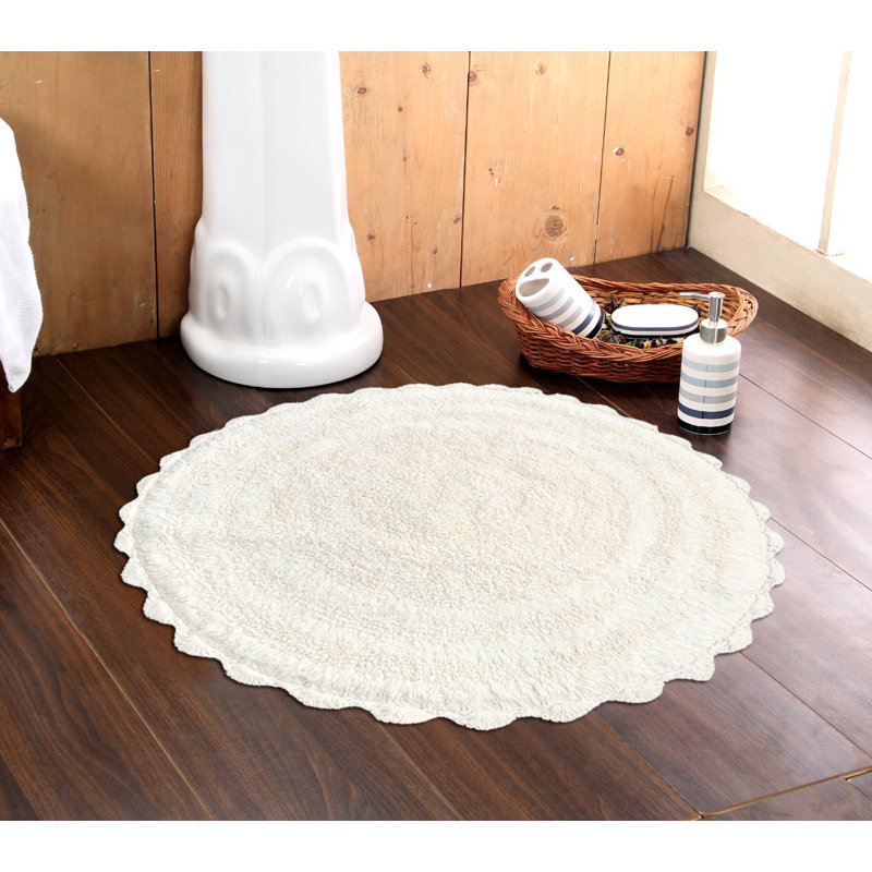 Crochet Lace Semi Bath Rug, White