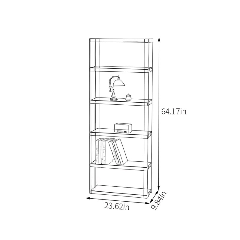 Open tiered display acrylic bookcase, Black