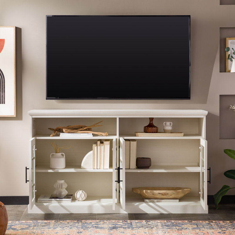 Arloine 58" 4-Door TV Stand for TVs up to 65", Brushed White